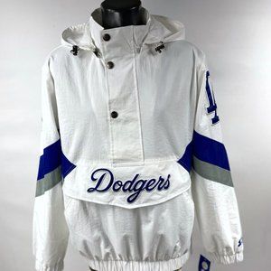 LOS ANGELES L.A. DODGERS Starter Half Zip Jacket WHITE SPRING 3X 4X 5X